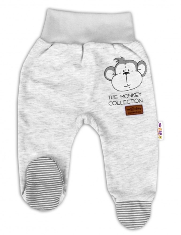 Baby Nellys Kojenecké polodupačky Monkey - sv. šedý melírek - 74 (6-9m)