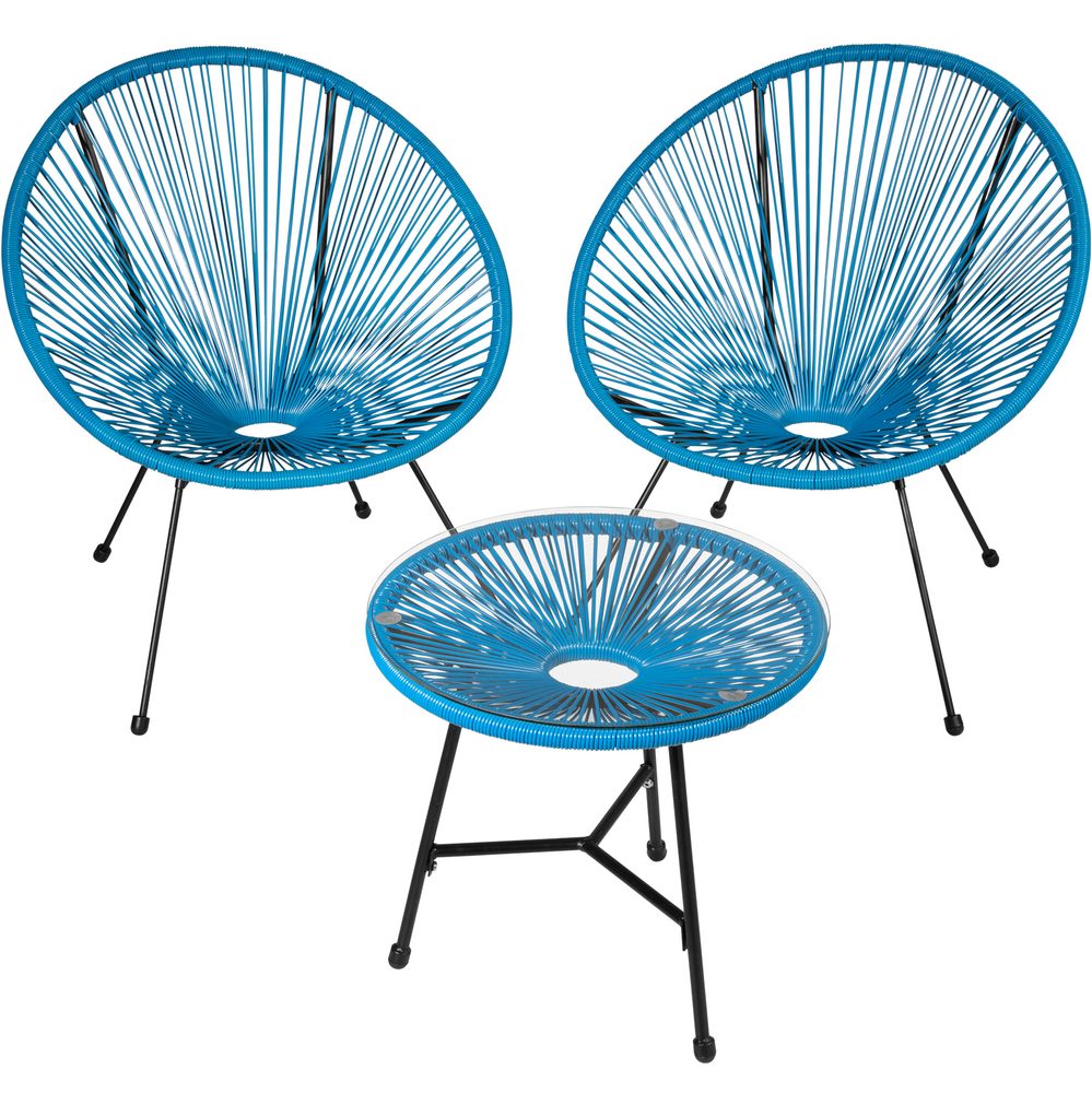 tectake 404410 sada 2 židlí santana se stolkem - modrá - modrá