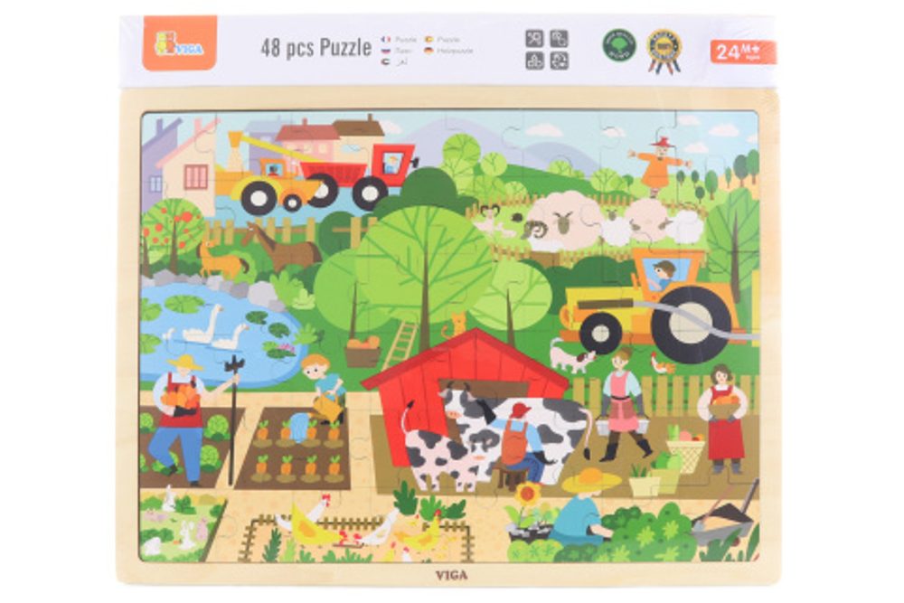 Popron.cz Dřevěné puzzle 48 dílků - farma