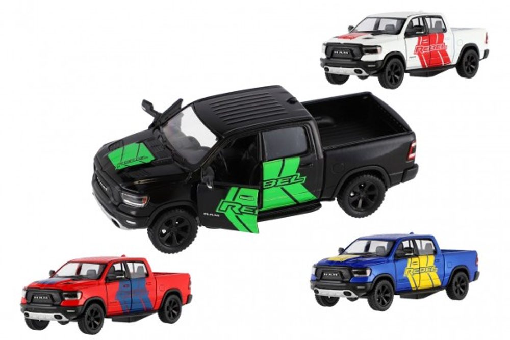 Teddies Auto Kinsmart 2019 Dodge RAM 1500 kov/plast 13cm 4 barvy na zpětné natažení 12ks v boxu