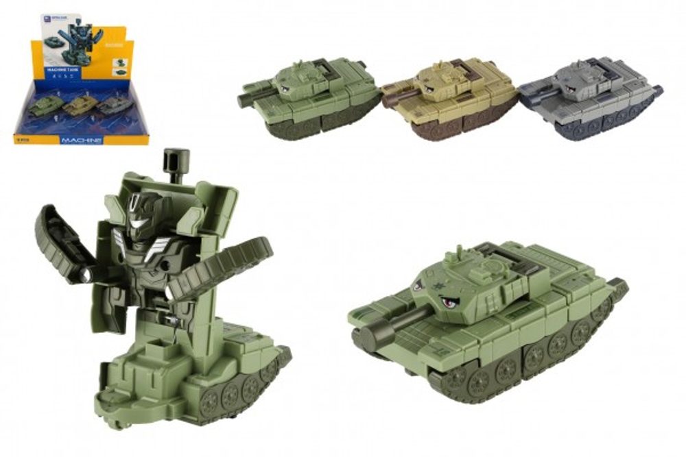 Teddies Transformer tank/robot plast 14cm na setrvačník 3 barvy 9ks v boxu