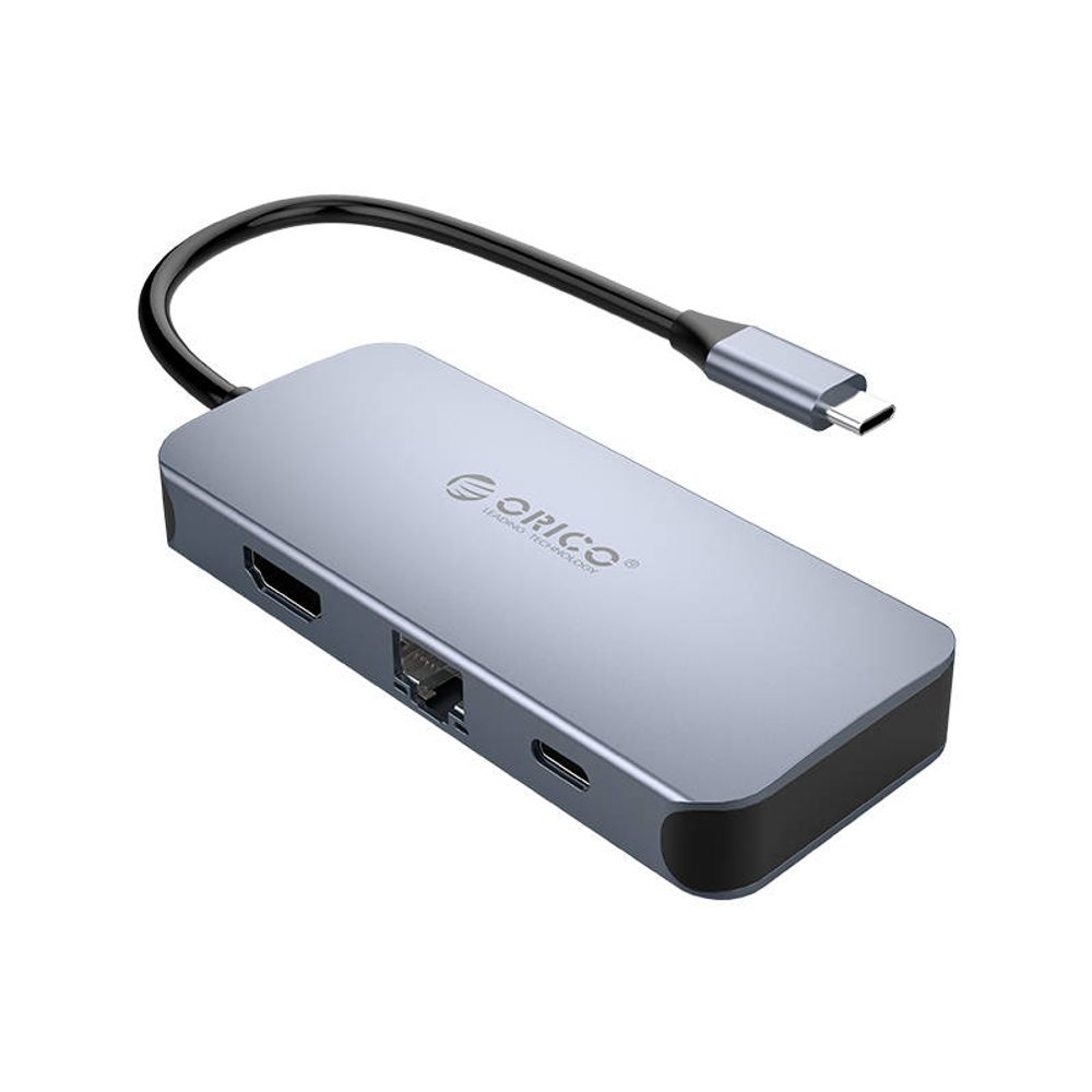 Orico Adaptér Hub Orico 6 v 1, HDMI 4K + 3x USB 3.0 + RJ45+ USB-C PD 100W