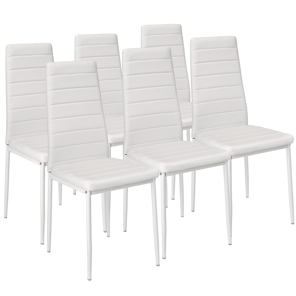 tectake 401848 6 jídelních židlí, syntetická kůže - bílá - bílá