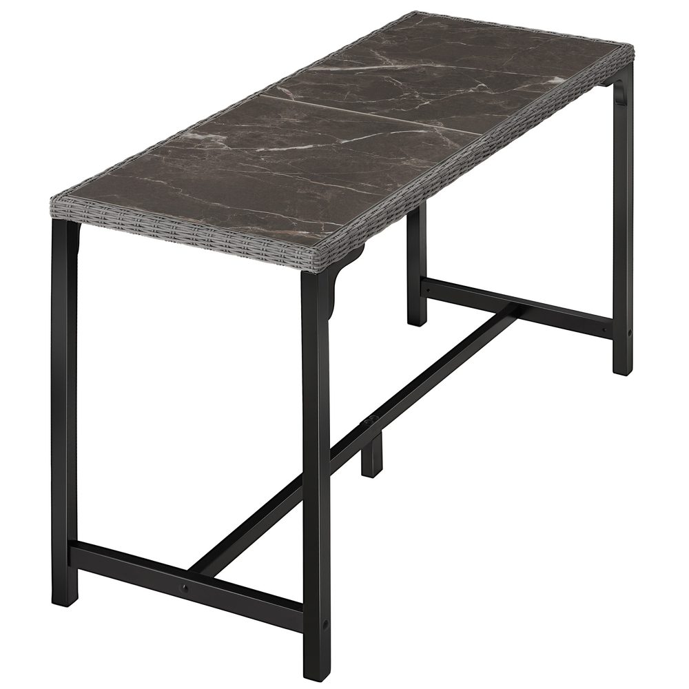 tectake 404840 ratanový barový stůl lovas 161x64,5x99,5 cm - šedá - šedá