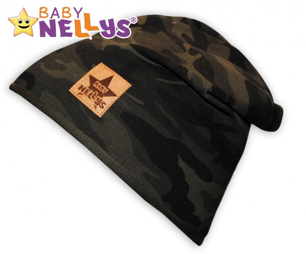 Baby Nellys Bavlněná čepička Army Baby Nellys ® - zelená - 104-116 (4-6r)