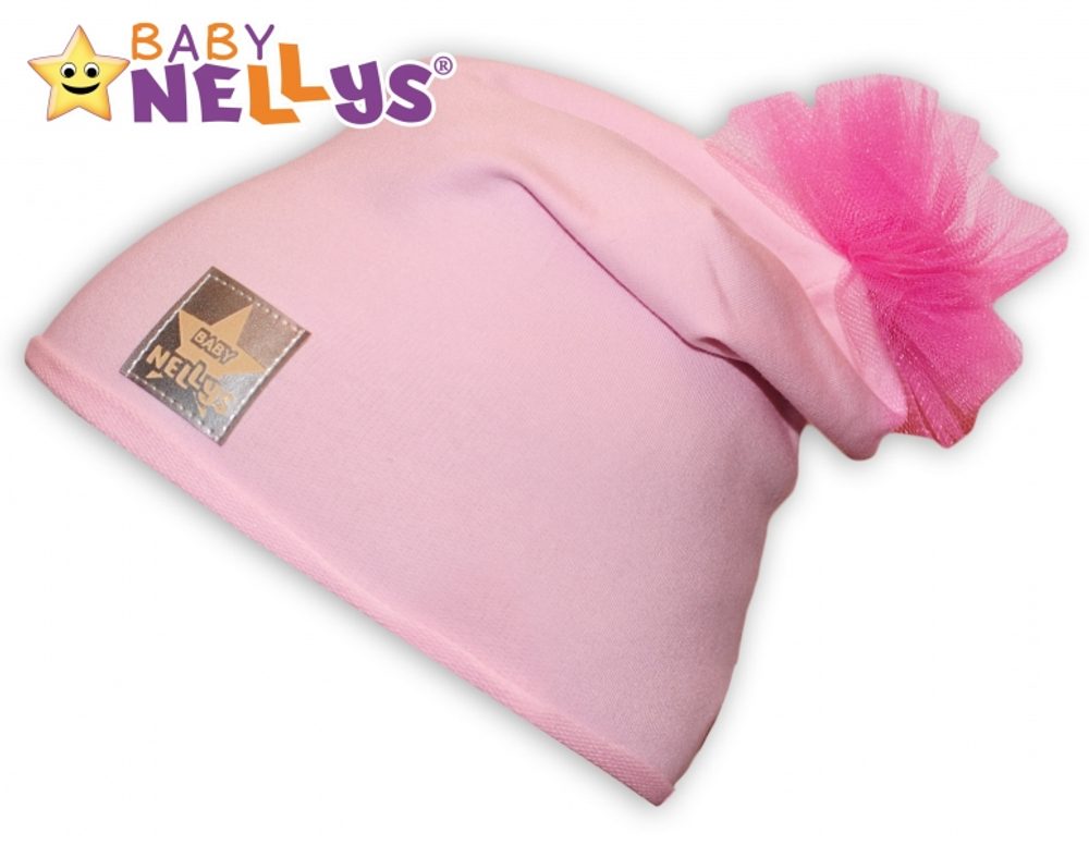 Baby Nellys Bavlněná čepička Tutu květinka Baby Nellys ® - sv. růžová, 48-52, 2-8let