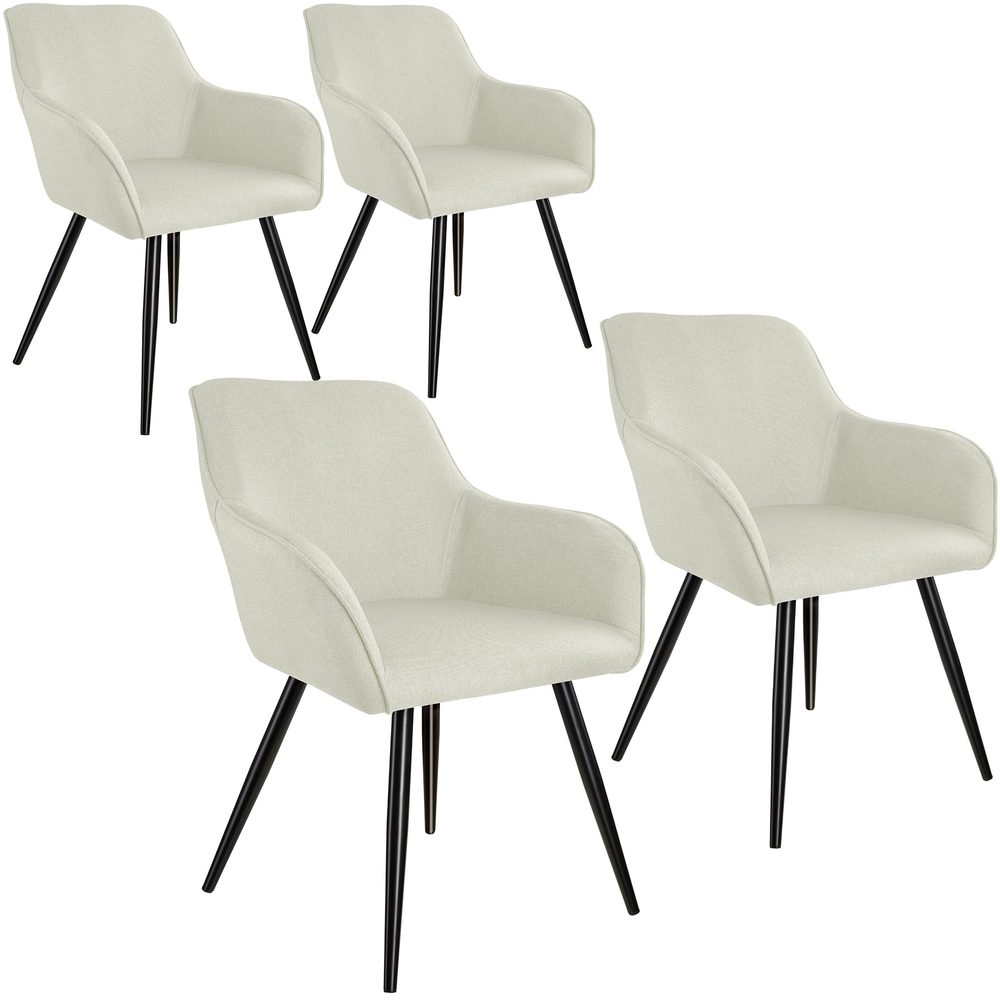 tectake 404087 4x židle marilyn lněný vzhled - krémová/černá - krémová/černá