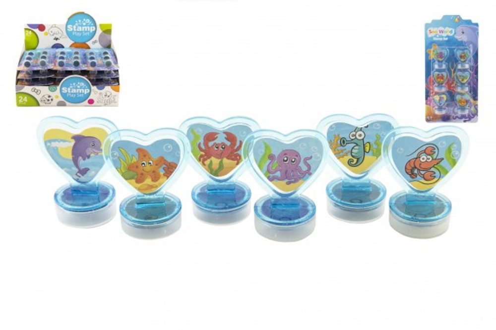 Teddies Razítka 6ks plast vodní svět na kartě 10,5x21x2cm 24ks v boxu