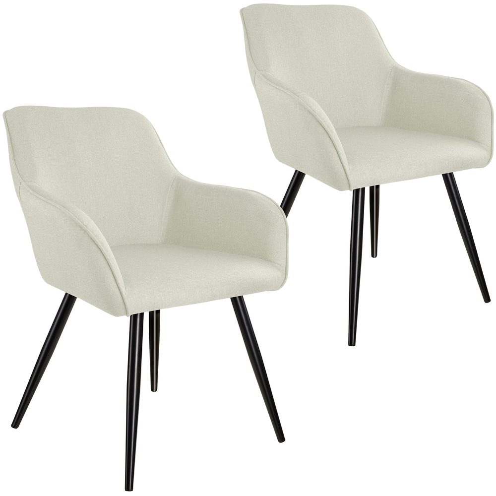 tectake 404086 2x židle marilyn lněný vzhled - krémová/černá - krémová/černá