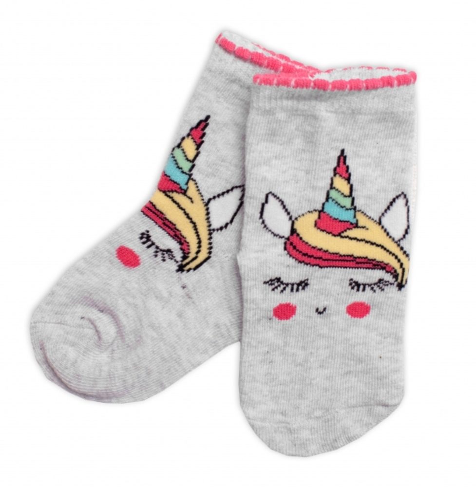 BN Dětské bavlněné ponožky Jednorožec - šedé