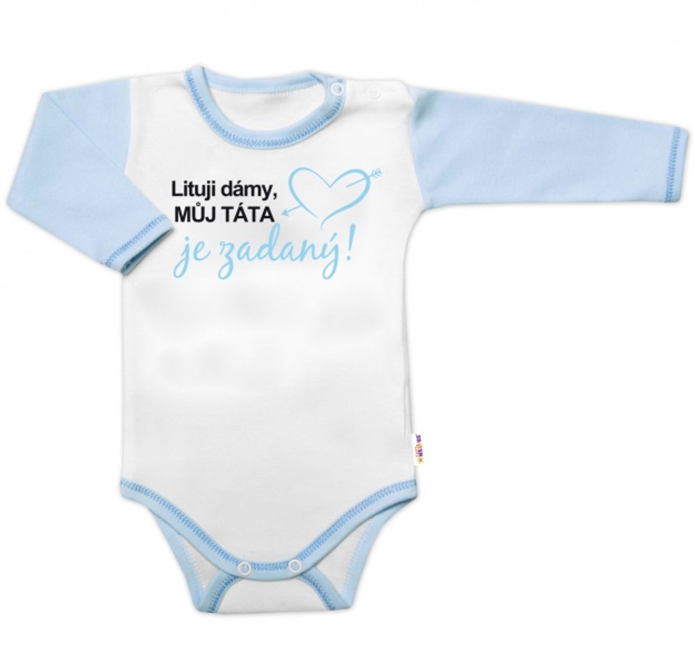 Baby Nellys Body dl. rukáv s vtip. textem Baby Nellys, Lituji dámy, můj táta je zadaný, vel. 86 - 86 (12-18m)