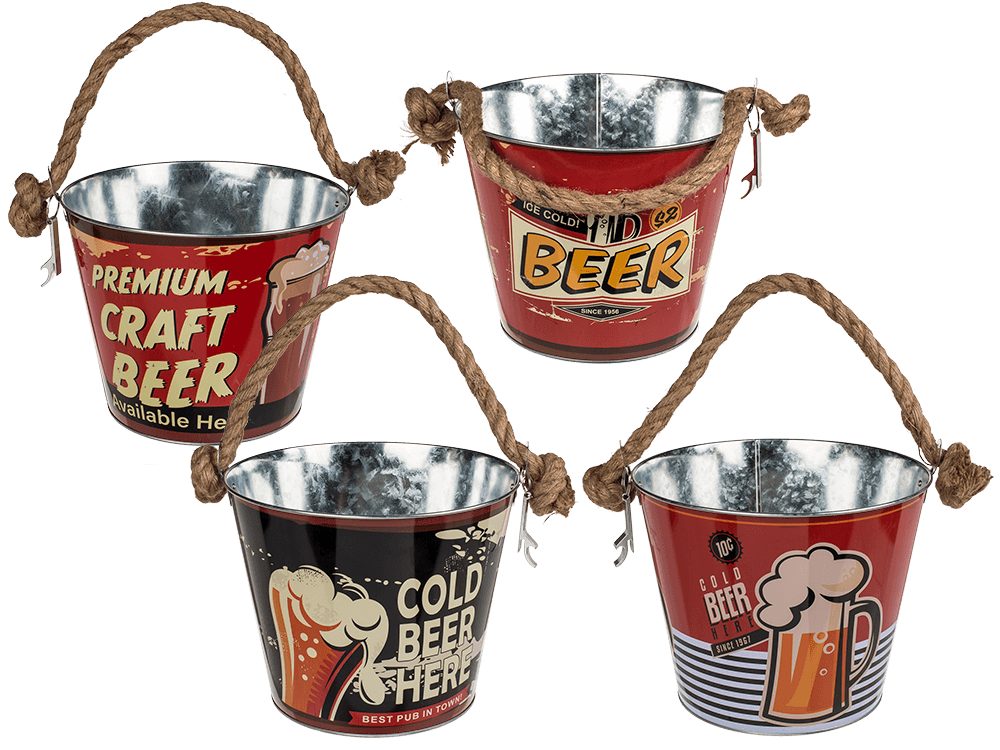 Popron.cz Kovový kbelík na pivo s otvírákem, Pivo,