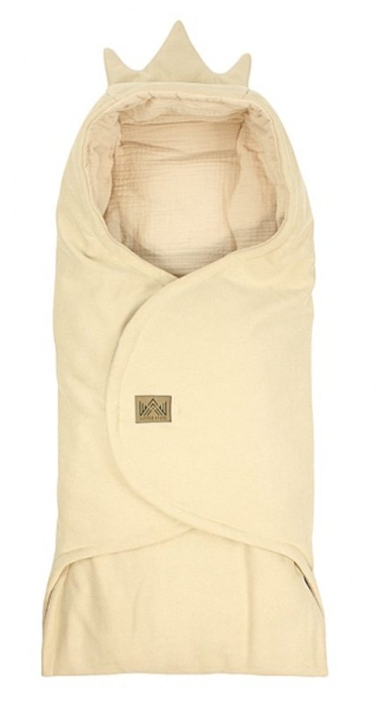 Little Elite Zavinovací deka s kapucí Little Elite, 100 x 115 cm, Kralovská koruna - béžová