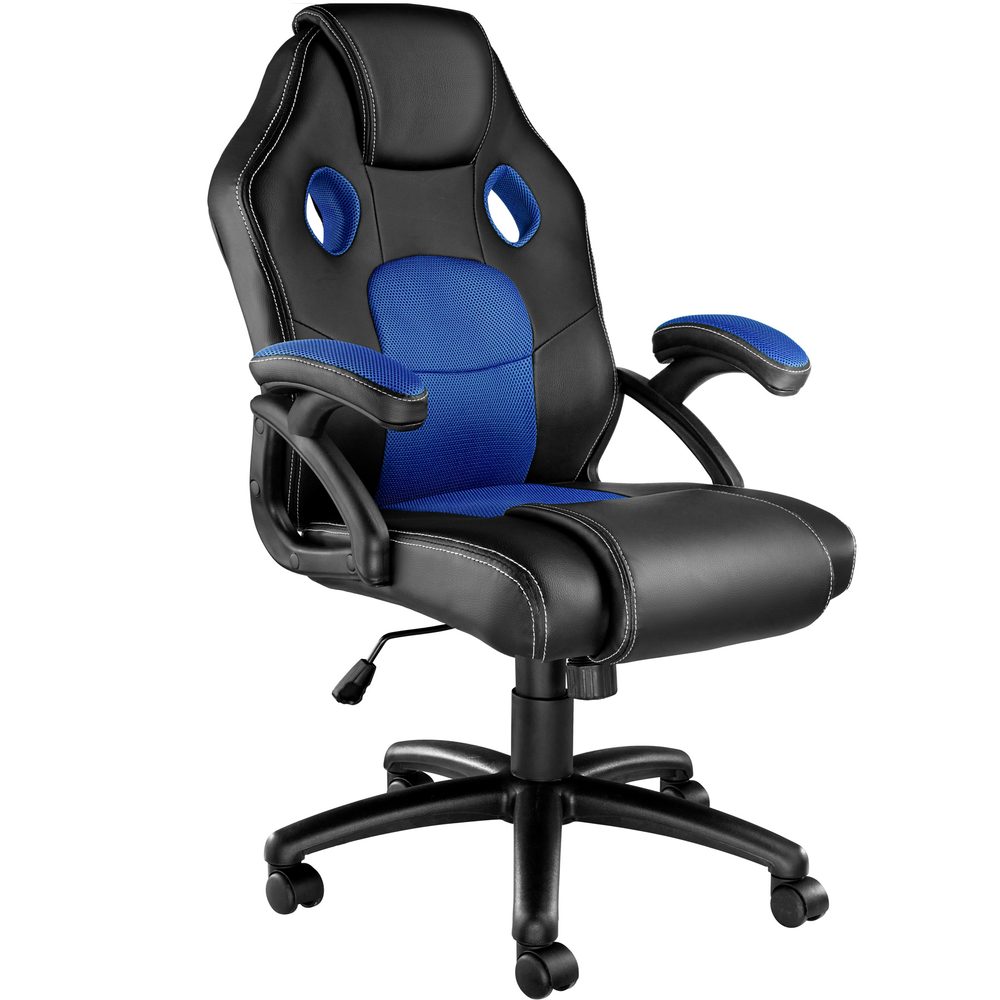 tectake 403452 kancelářská židle ve sportovním stylu mike - černá/modrá - černá/modrá