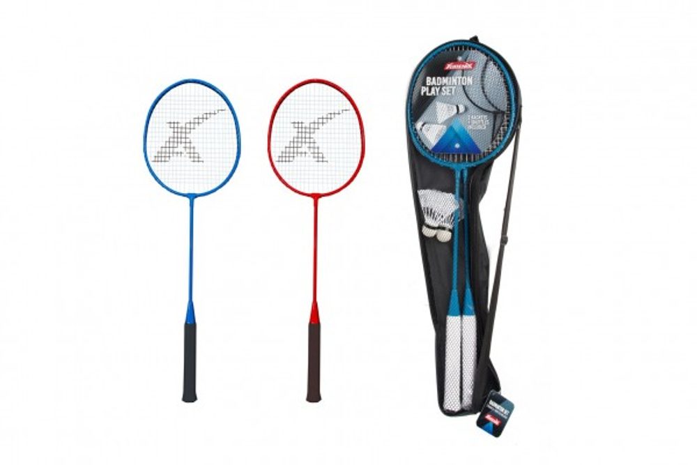 Teddies Sada badminton pálky 2ks + míček 2ks 65cm kov/plast 2 barvy v pouzdře