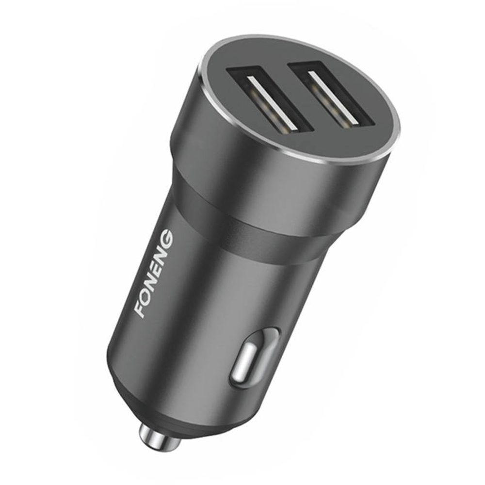 Foneng Kovová nabíječka do auta s duálním USB Foneng C08 2,4 A (černá)