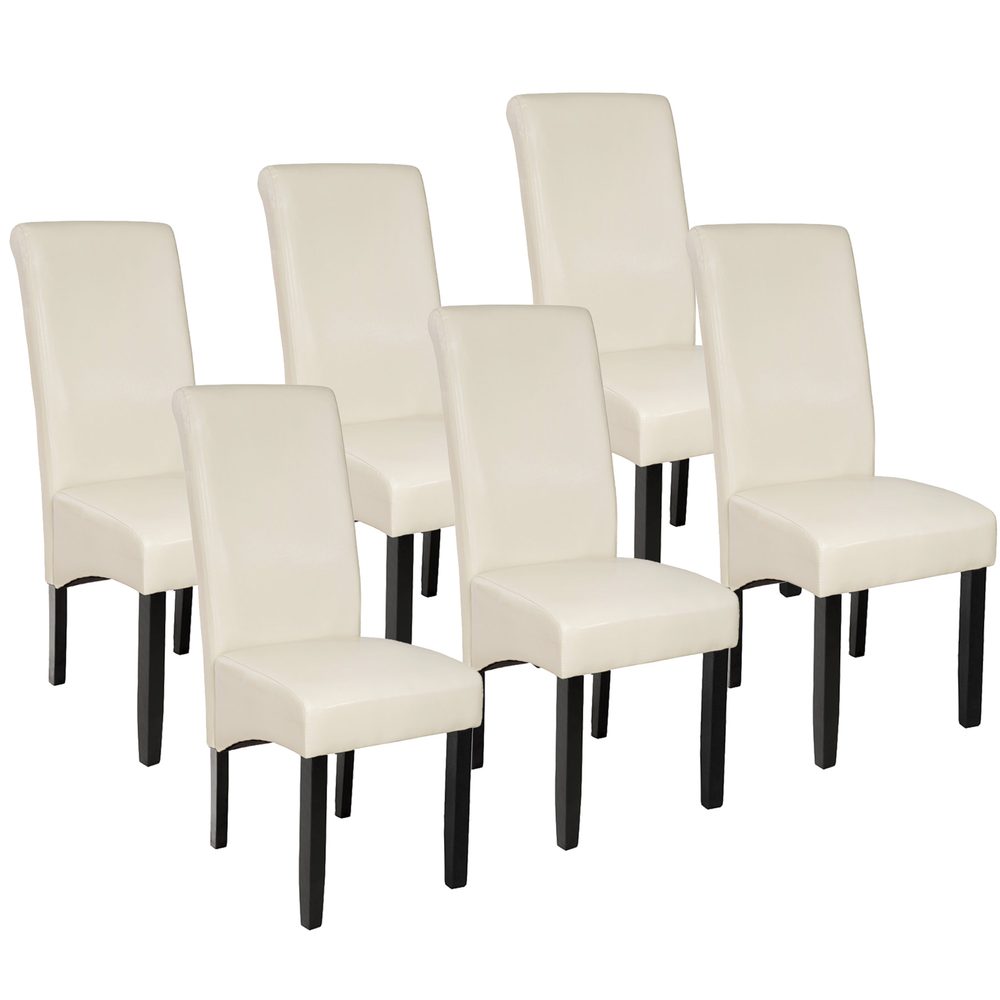 tectake 403495 6 jídelní židle ergonomické, masivní dřevo - krémová - krémová