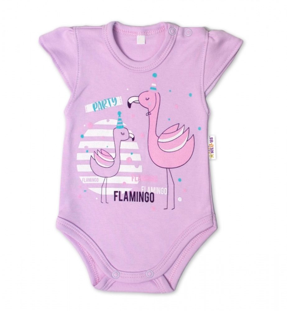Baby Nellys Bavlněné kojenecké body, kr. rukáv, Flamingo - lila, vel. 86 - 86 (12-18m)