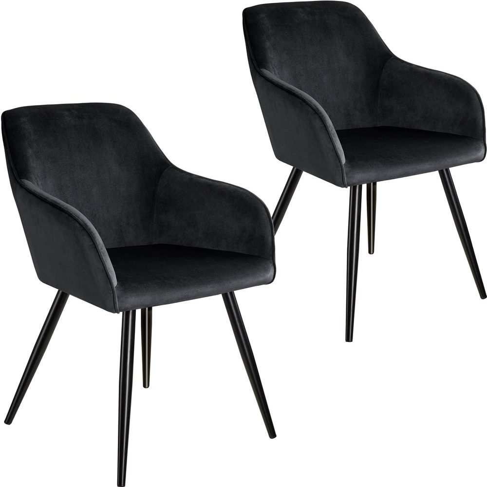 tectake 404026 2x židle marilyn sametový vzhled černá - černá - černá