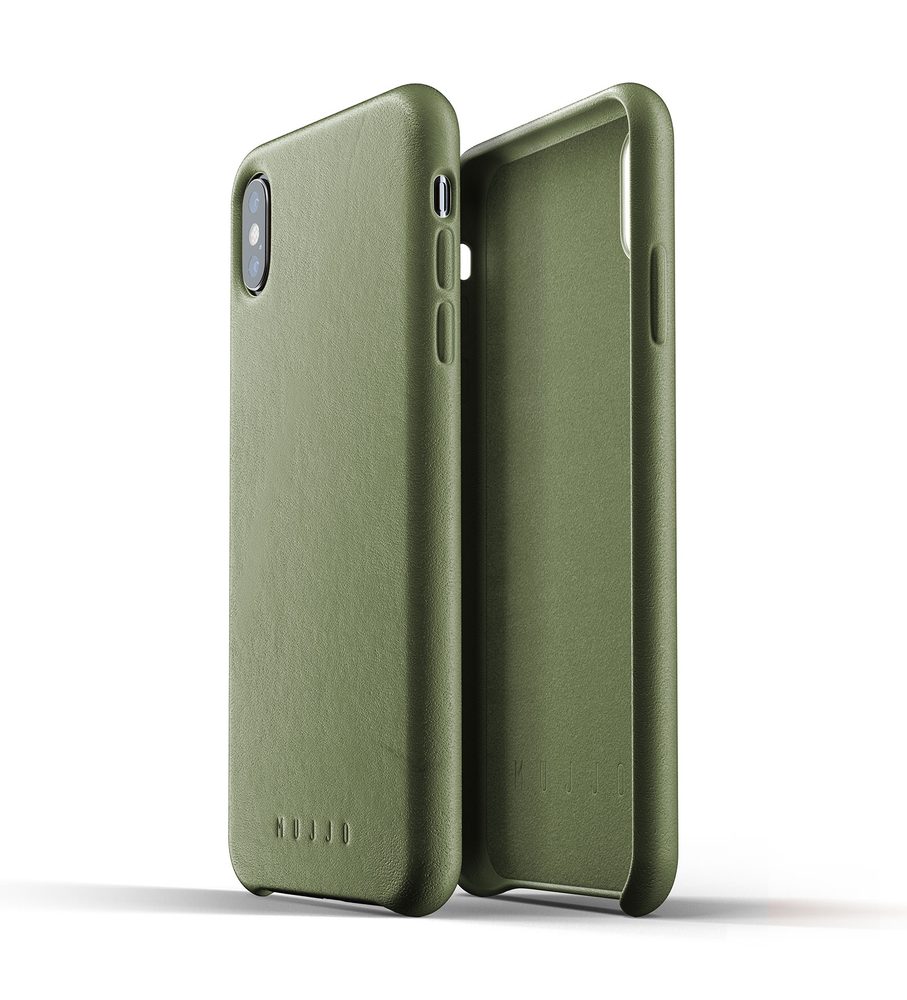 MUJJO Full Leather Case pro iPhone XS Max - olivový