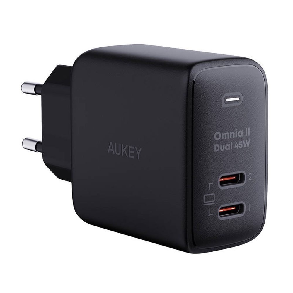 Aukey Nástěnná nabíječka Aukey PA-B4T, 2xUSB-C, 45W (černá)