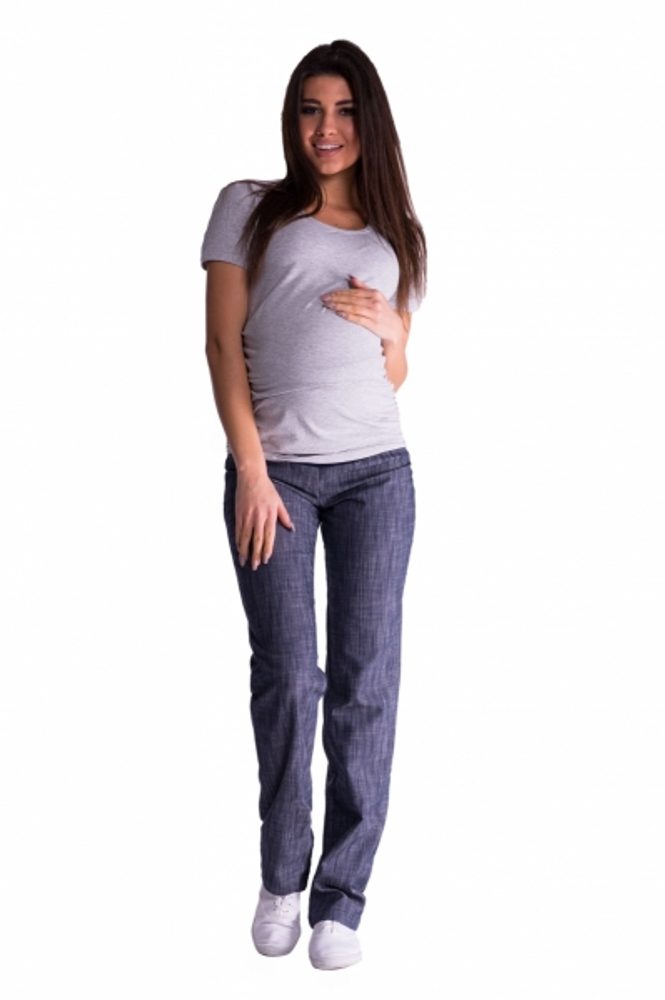 Be MaaMaa Bavlněné, těhotenské kalhoty s regulovatelným pásem - granát, vel. M - L (40)