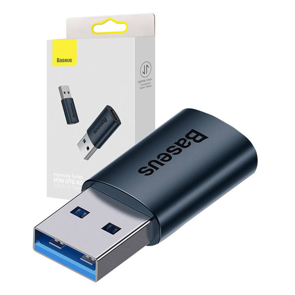 Levně Baseus Ingenuity adaptér USB-A na USB-C OTG (modrý)