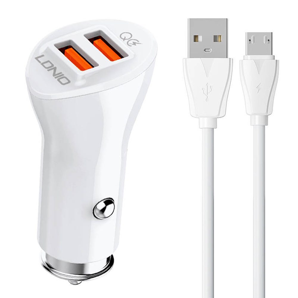 LDNIO Nabíječka do auta LDNIO C511Q 2USB + kabel MicroUSB