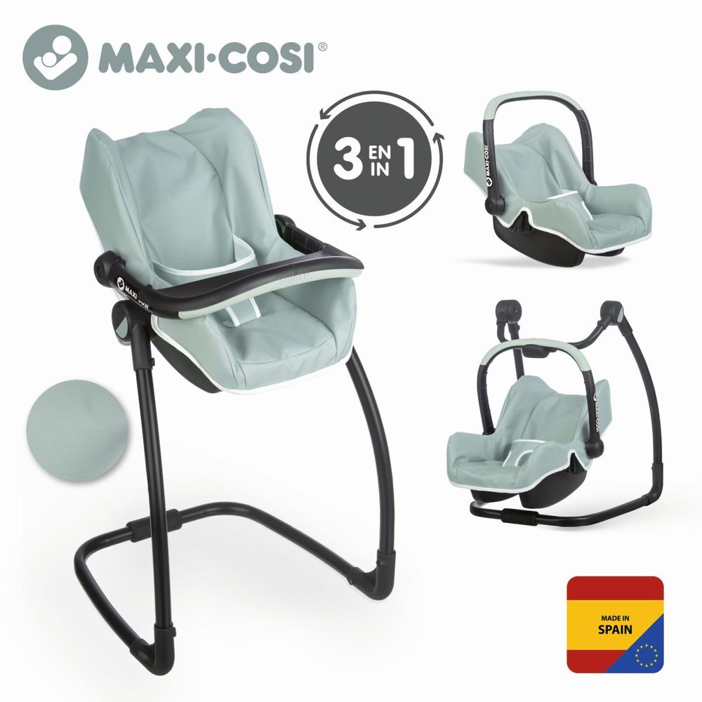 Smoby 3v1 Autosedačka a židlička Maxi Cosi zelenošedá pro panenky