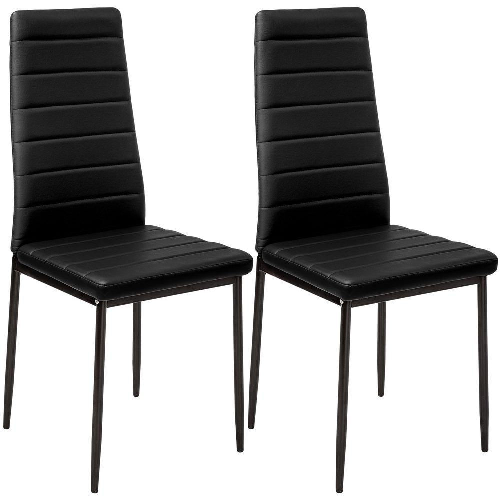 tectake 401838 2 jídelní židle, syntetická kůže - černá - černá