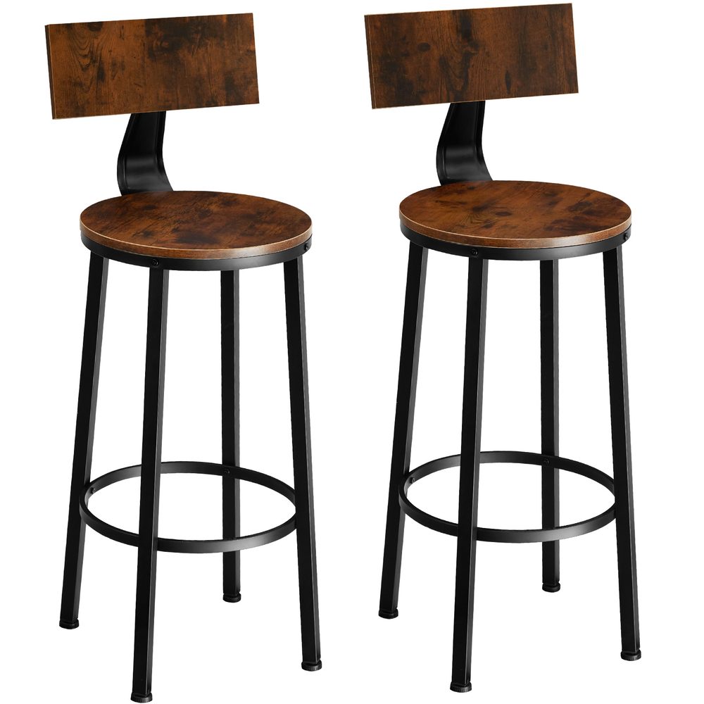 tectake 404350 2 barové židle poole - Industriální dřevo tmavé, rustikální - Industriální dřevo tmavé