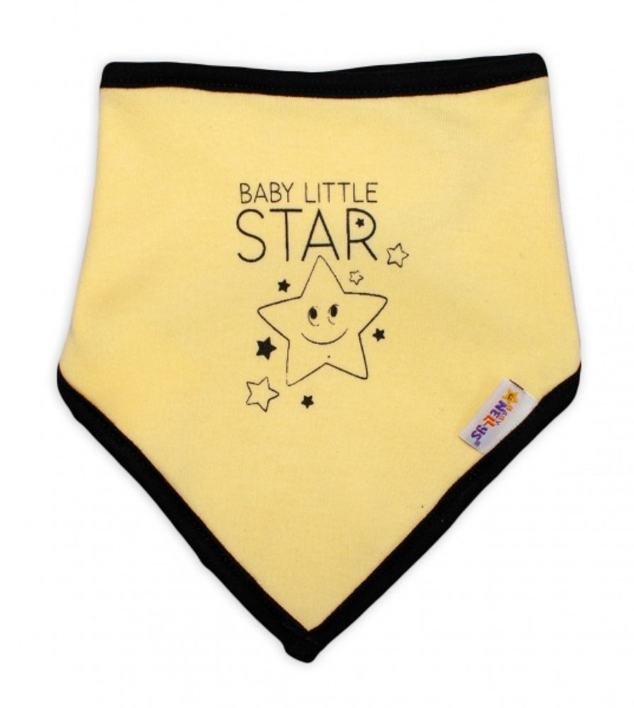 Baby Nellys Dětský bavlněný šátek na krk Baby Nellys, Baby Little Star - žlutý