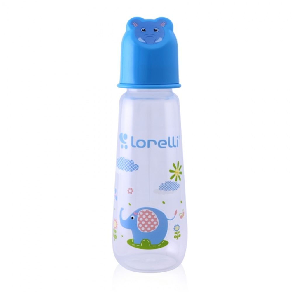 Lorelli Kojenecká lahvička Lorelli 250 ML s víkem ve tvaru zvířete BLUE