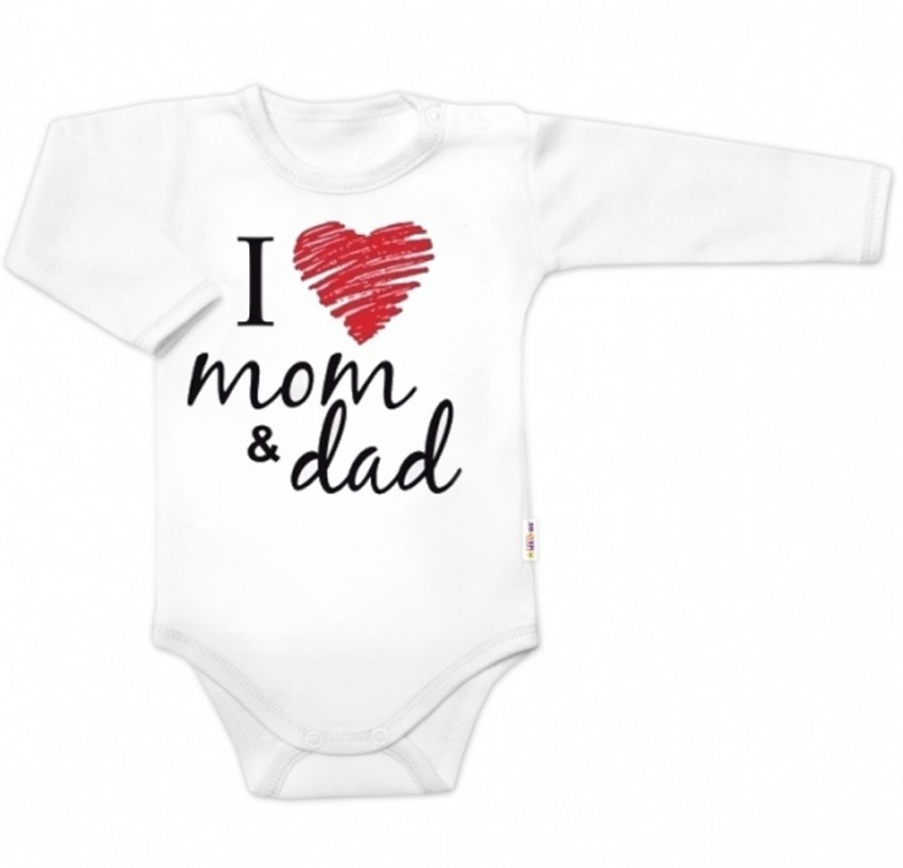 Baby Nellys Body dlouhý rukáv Baby Nellys, I love mom &amp; dad, vel. 80, unisex