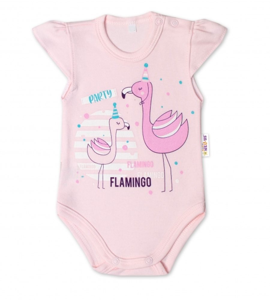 Baby Nellys Bavlněné kojenecké body, kr. rukáv, Flamingo - sv. růžové - 56 (1-2m)