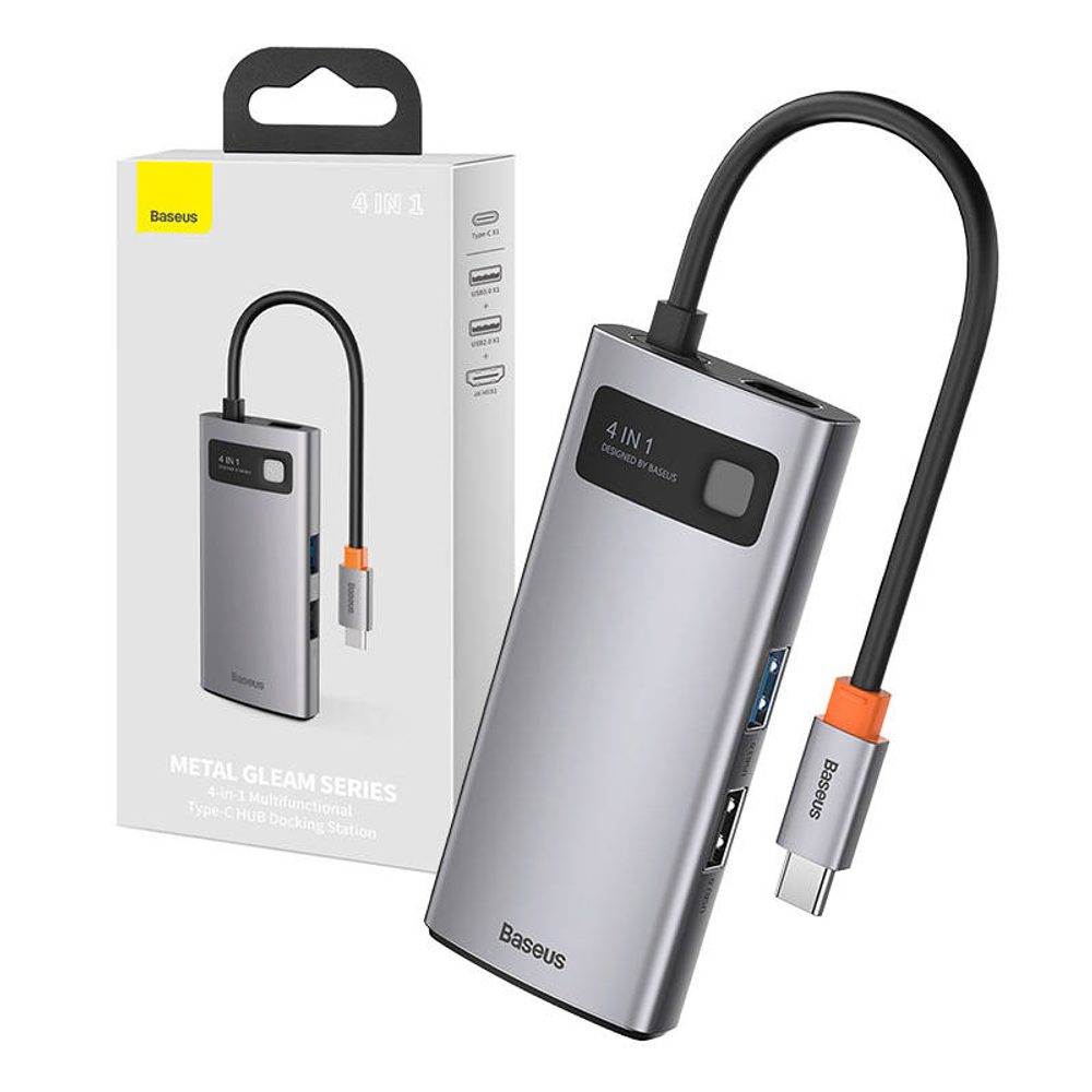 Baseus Rozbočovač 4v1 Baseus Metal Gleam Series, USB-C na USB 3.0 USB 2.0 HDMI USB-C PD