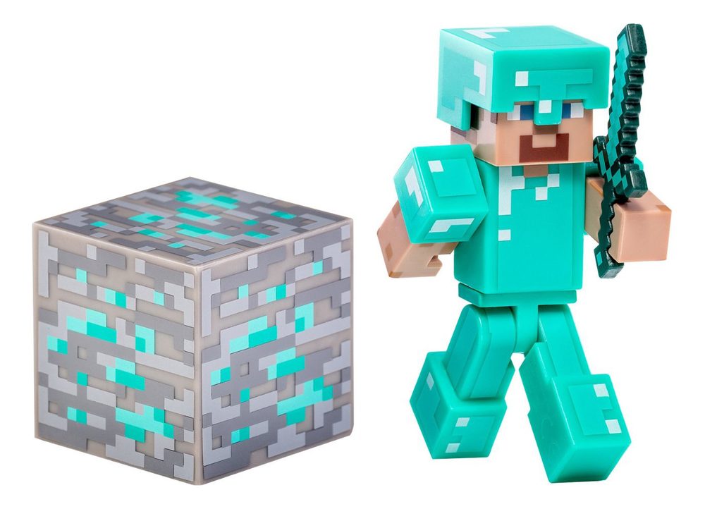 bHome Figurka Minecraft Diamantový Steve s příslušenstvím 7cm