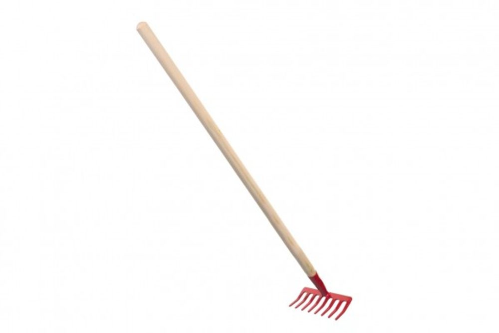 Hrábě červené s násadou kov/dřevo 80cm nářadí
