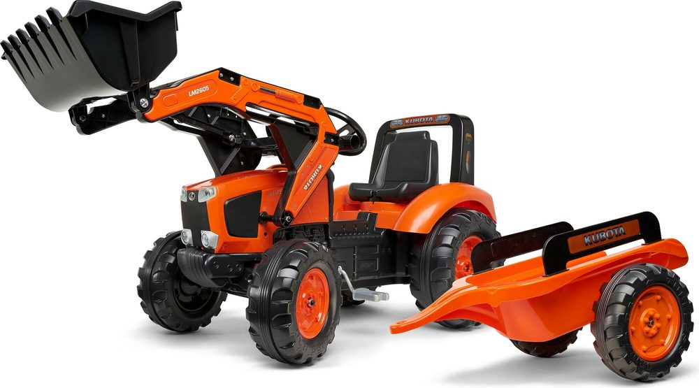 Falk šlapací traktor 2060 Kubota s nakladačem a vlečkou