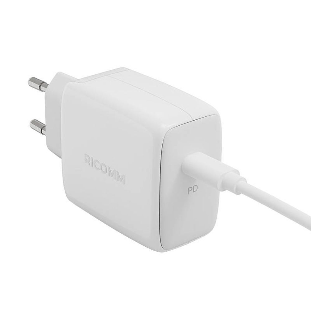 Ricomm Nástěnná nabíječka 45W GaN Ricomm RC451 EU, 1xUSB-C + 2,1m kabel USB-C