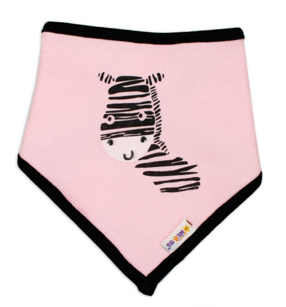 Baby Nellys Dětský bavlněný šátek na krk Baby Nellys, Zebra - růžový