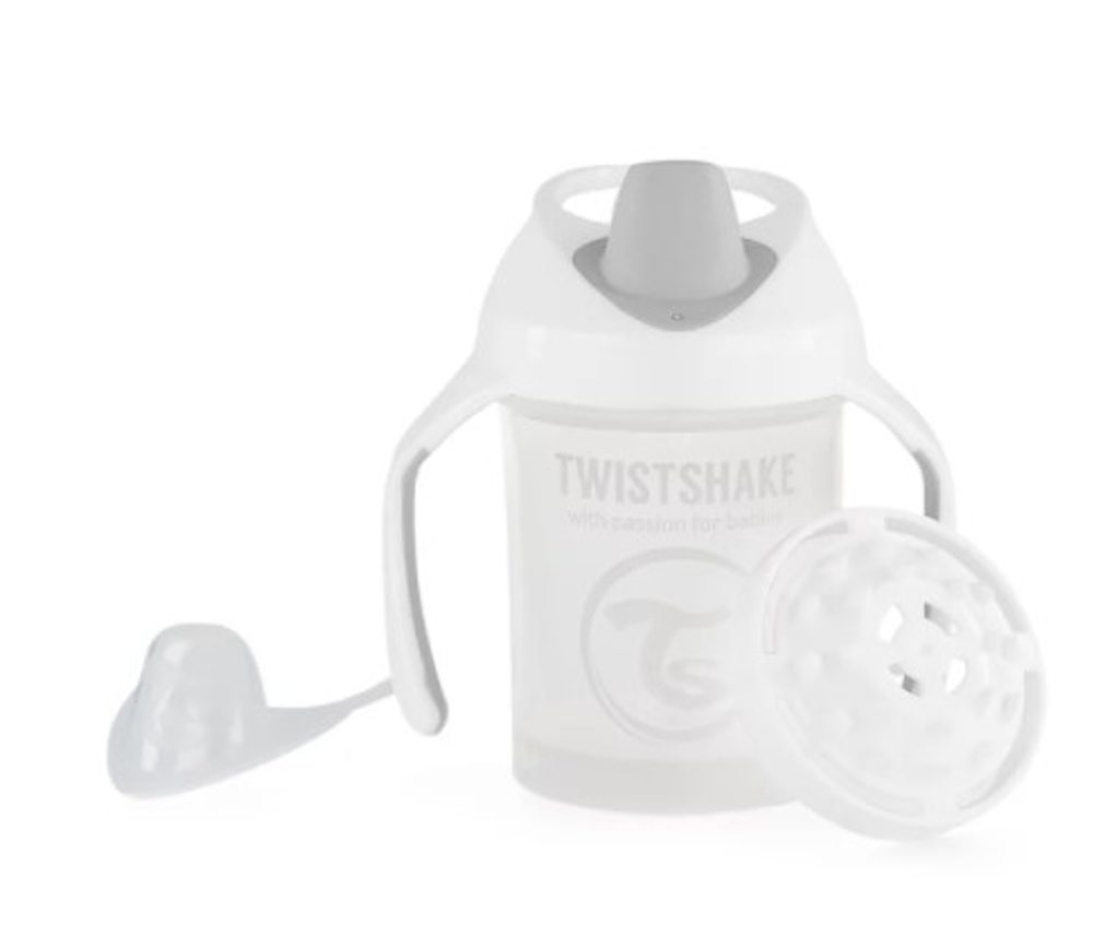 Twistshake Nekapající hrneček Twistshake se sítkem, 4m+, 230ml, bílý