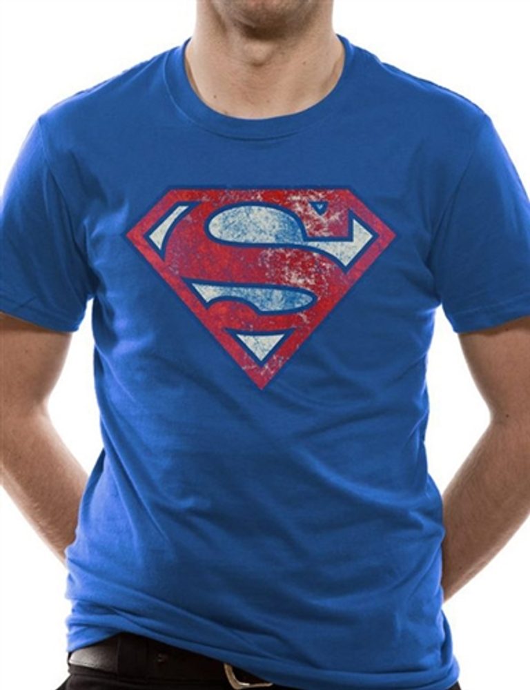 Popron.cz Pánské tričko Superman Logo Very Distressed modré bavlna - Pánské tričko Superman Logo Very Distressed (S) modré bavlna