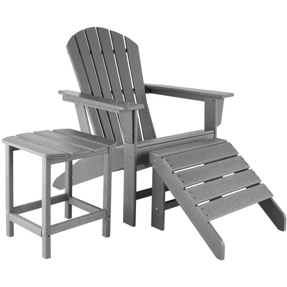 tectake 404613 zahradní židle s podnožkou a stolem - světle šedá - světle šedá