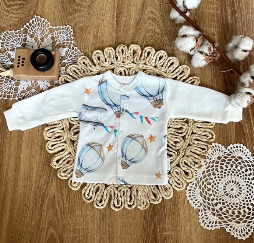 Mamatti Novorozenecká bavlněná košilka, kabátek, Mamatti, Balón - bílá