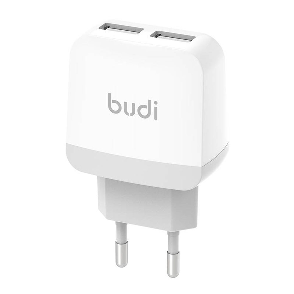 Budi Nástěnná nabíječka, Budi 2x USB 5V 2,4A (bílá)