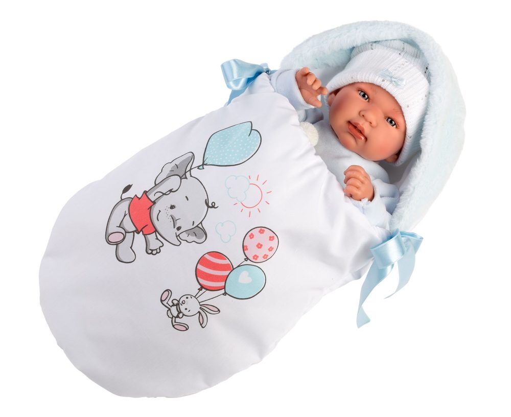 Llorens 84451 NEW BORN - realistická panenka miminko se zvuky a měkkým látkovým tělem - 44 cm