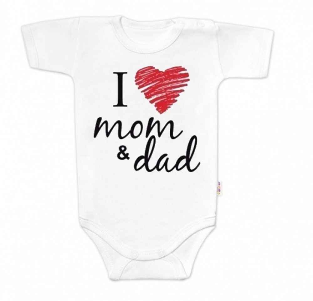 Baby Nellys Body krátký rukáv Baby Nellys, I love mom &amp; dad, unisex - 74 (6-9m)