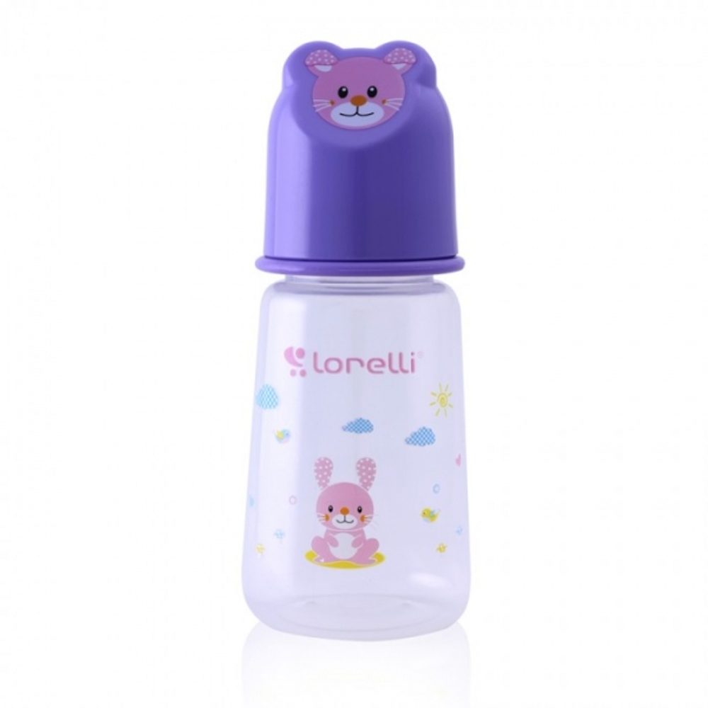 Lorelli Kojenecká lahvička Lorelli 125 ML s víkem ve tvaru zvířete VIOLET