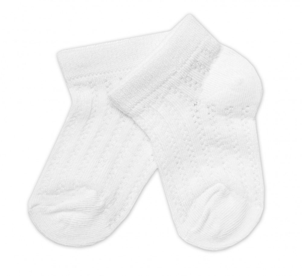 Baby Nellys Kojenecké žakarové ponožky se vzorem, bílé - 56-68 (0-6 m)